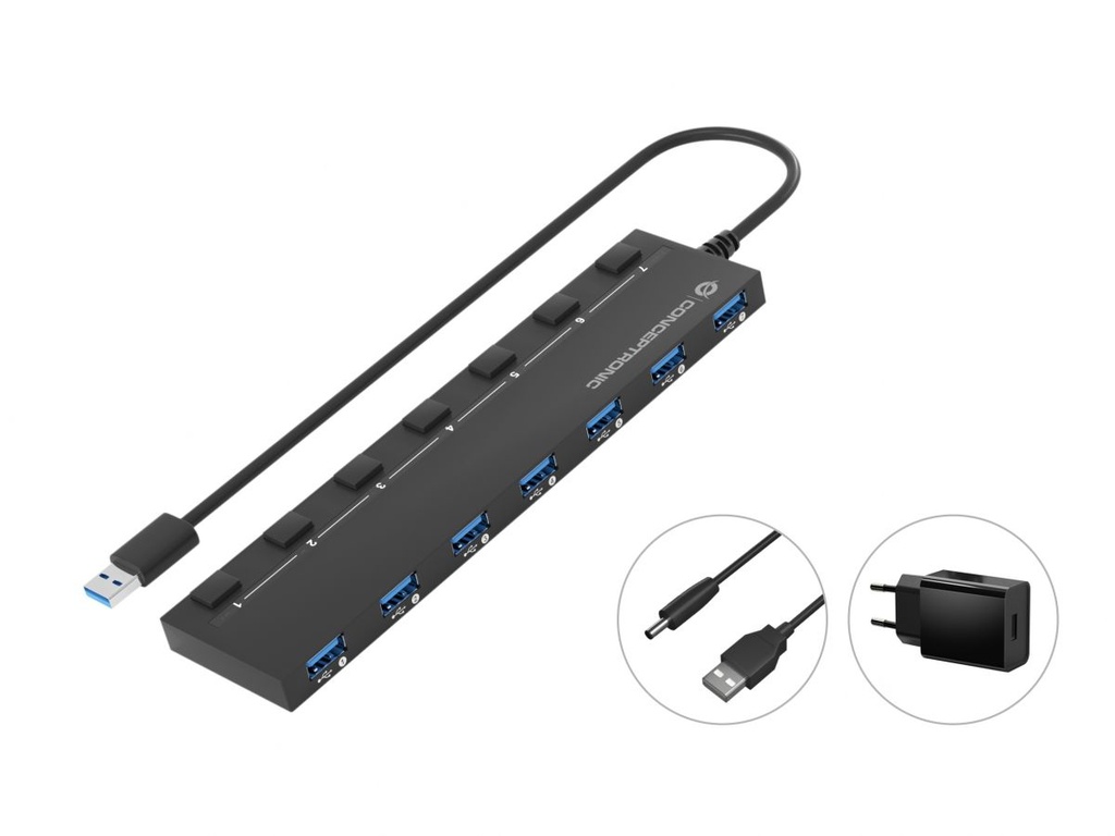 HUBBIES19BP hub de interfaz USB 3.2 Gen 1 (3.1 Gen 1) Type-A 5000 Mbit/s Negro