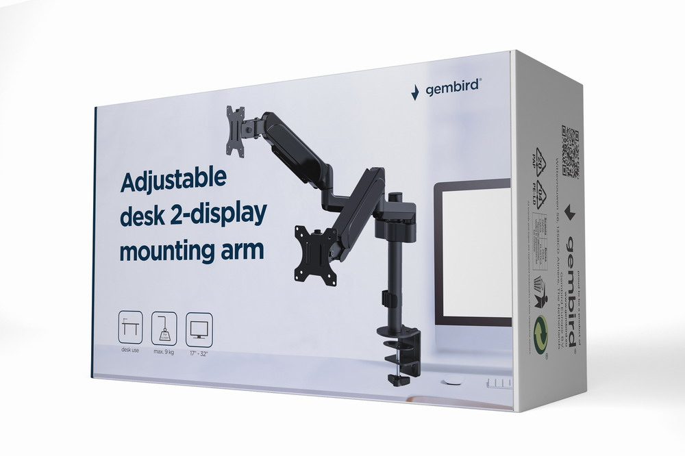 MA-DA2P-01 soporte para monitor 81,3 cm (32") Escritorio Negro