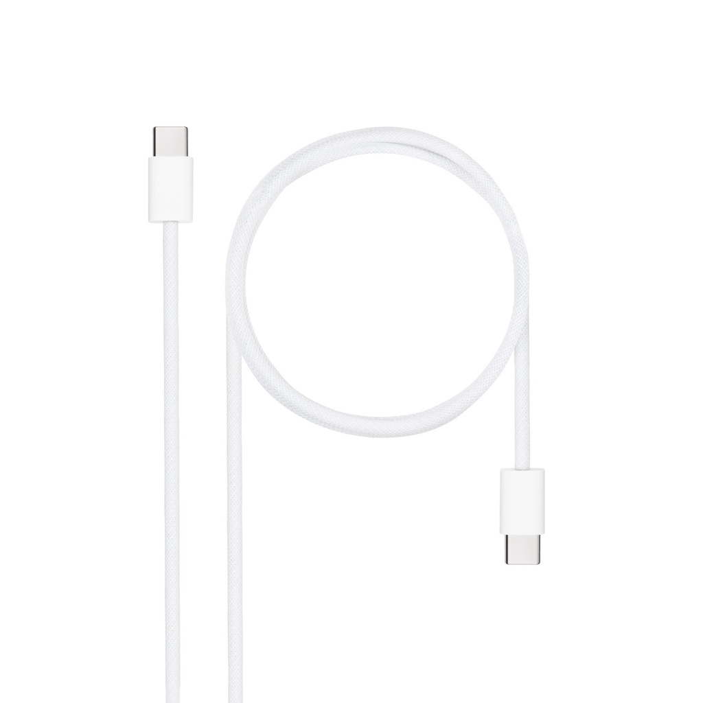 Cable USB-C 2.0 60W 3A, USB-C/M-USB-C/M, Blanco, 2 m