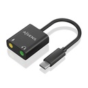 Conversor USB-C a Audio 48KHz, USB-C/M-2xJack 3.5/H, Negro, 10 cm