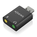 Conversor USB-A a Audio 48KHz, USB-A/M-2xJack 3.5/H, Negro