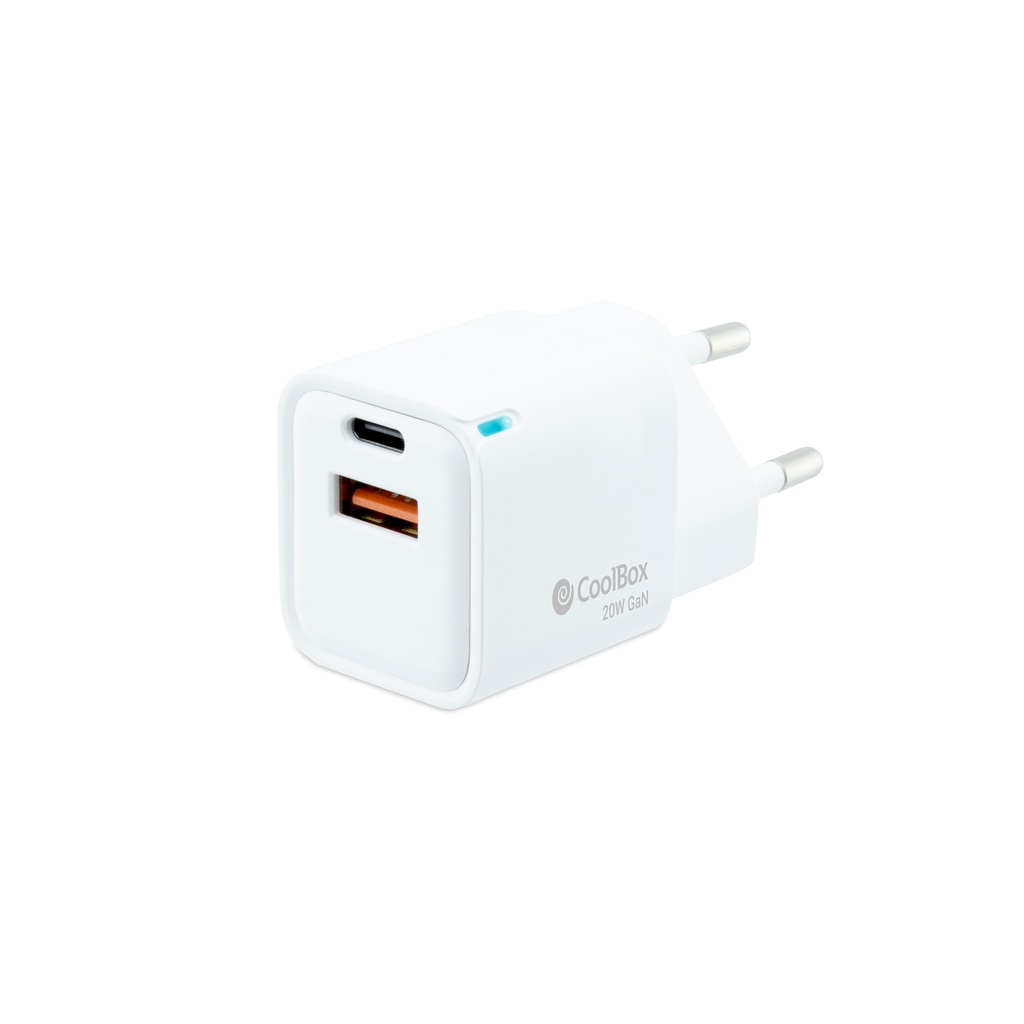 CARGADOR GAN 20W USB-C/USB-A PARED