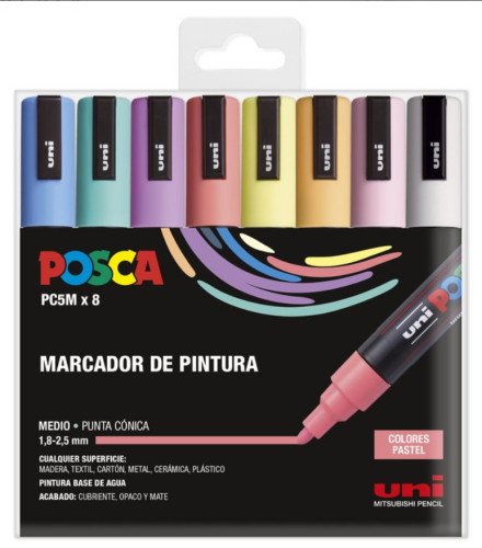 [182634810] ESTUCHE 8 UDS. PC-5M PASTEL POSCA 182634810