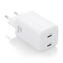Cargador Gan 65W, 2xUSB-C PD3.0 QD4.0, Blanco