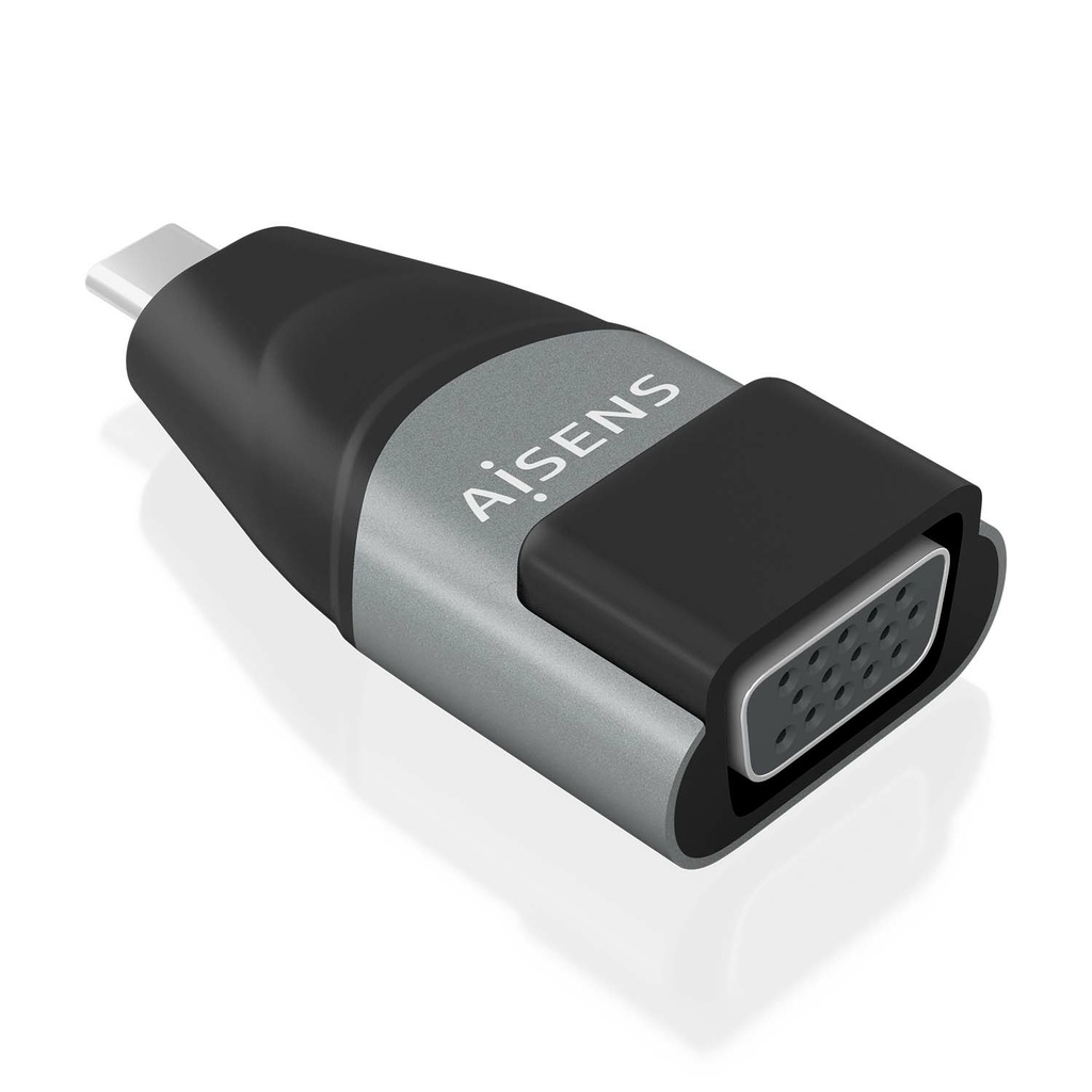 Adaptador Conversor Aluminio USB-C a VGA, USB-C/M-HDB15/H, Gris