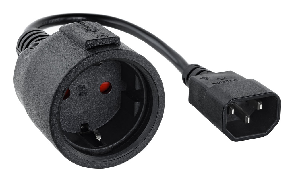 Cable Adaptador C14/M a CEE7/H, 16A, 50 cm