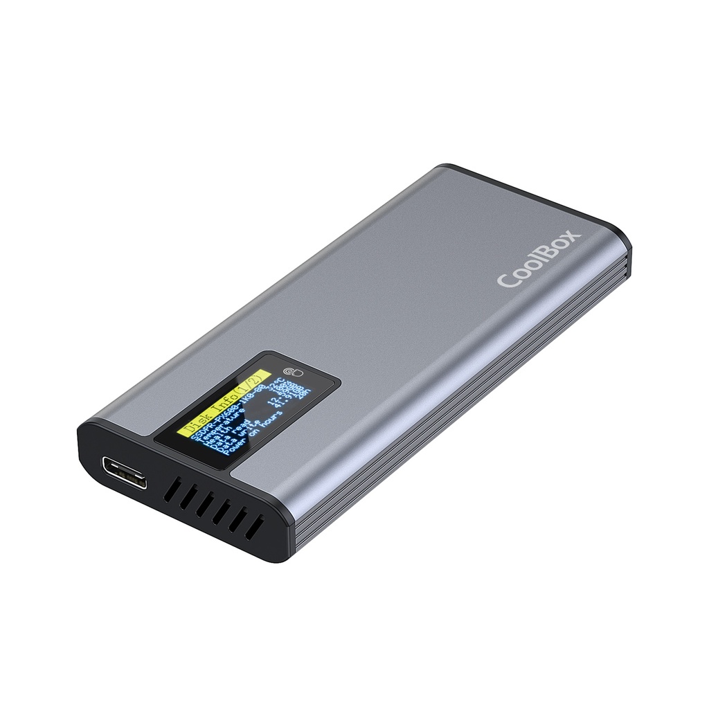 CAJA/CARCASA SSD M.2 NVME/SATA LCD MINICHASE PS32 USB3.2 GEN2 ALUMINIO