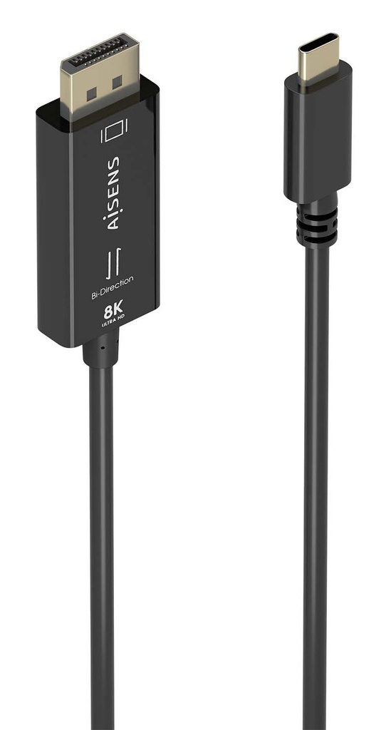 Cable Conversor Bidireccional USB-C A DISPLAYPORT 8K@60Hz, USB-C/M-DP/M, Negro, 1.8m