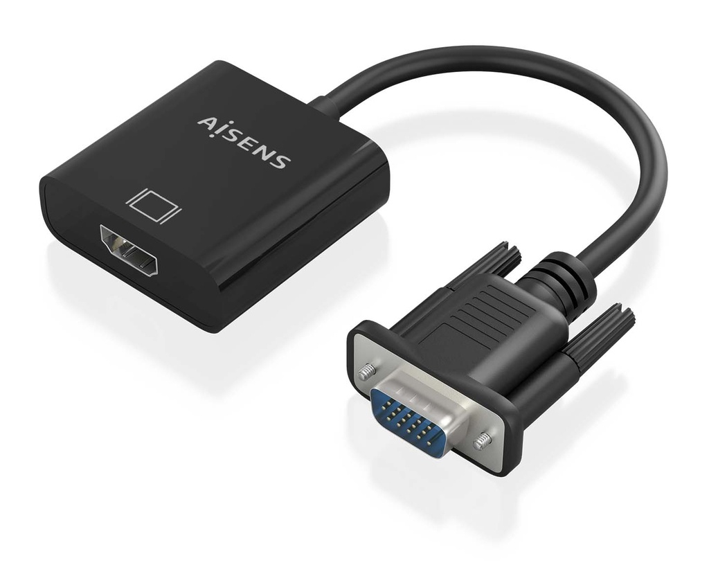 Cable conversor SVGA+Audio a HDMI, SVGA/M+Jack 3.5/H+USB MicroB/H-HDMI A/H, Negro, 20cm