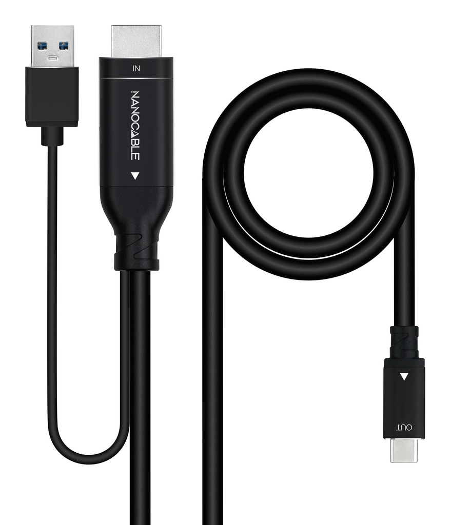 Cable Conversor HDMI a USB-C, Negro, 1.8 m