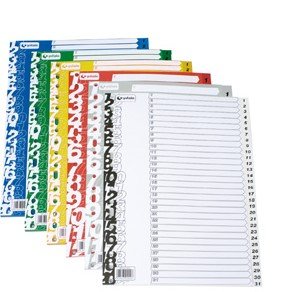 [41410071] INDICE GRAFOPLAS PP NUM.Fº ps.1-31 GRIS - Pack de 15 unidades