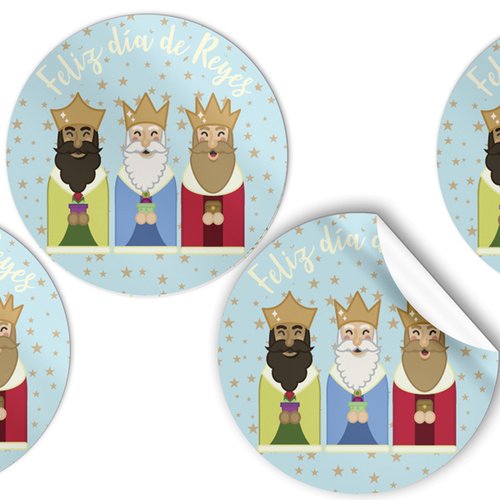 [48586] ETIQ.REG. R.250 REDONDAS NAVIDAD R.MAGOS