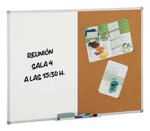 [603-2T] Pizarra doble uso corcho/blanca 60x90 cm
