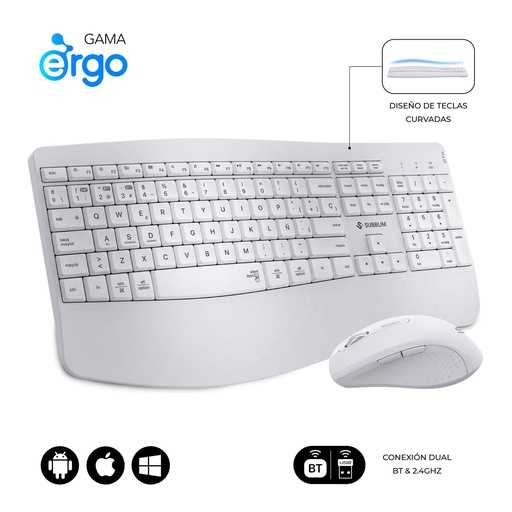 [SUBKBC-DCOPW1] Teclado con ratón COMBO DUAL OFFICE PROWAVE WHITE