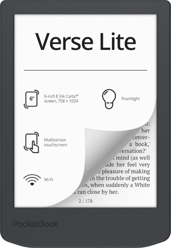 [PB619-T-WW] Verse Lite lectore de e-book Pantalla táctil 8 GB Wifi Gris