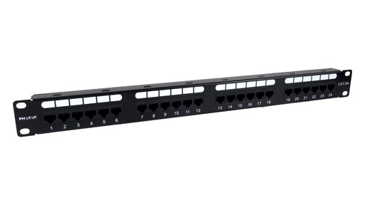 [pu 2424] Patch panel 19" 24P Cat.6 UTP RJ45 DUAL 1U + Organizador - PU 2424