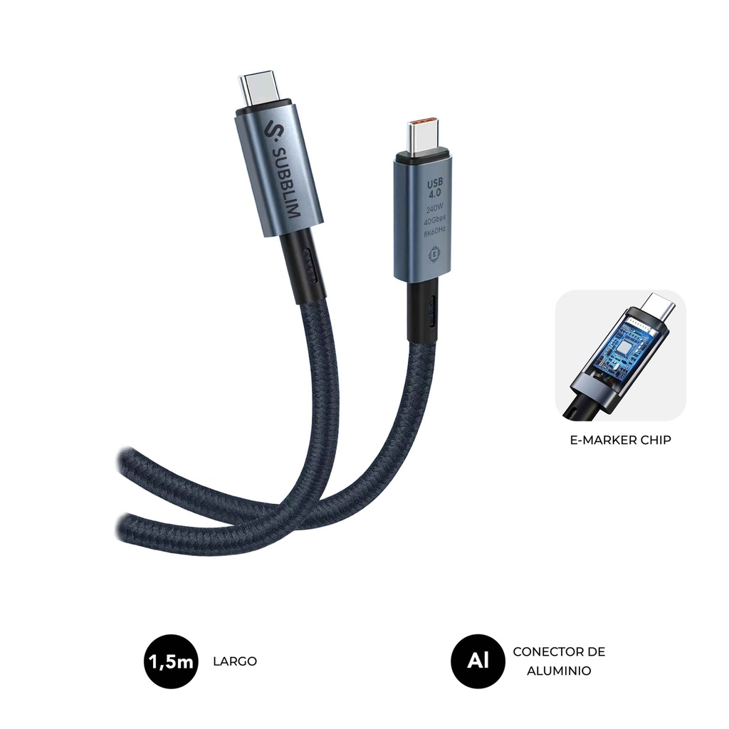 CABLE HIGH 240w C-C USB4.0 8K 1,5m