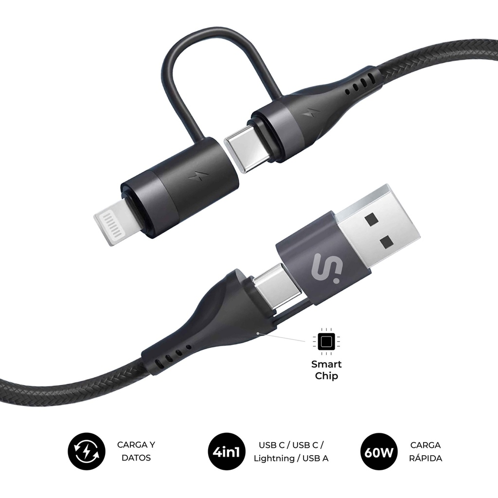 CABLE TOP 4IN1 60W C-C-L-A 1m