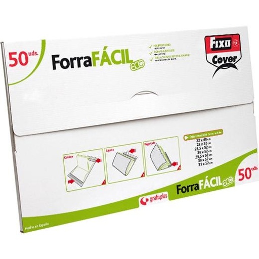 [01004400] FIXO FORRO LIBROS FORRAFÁCIL ECO AJUSTABLE PP 295X520MM CAJA 50 UD