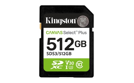 [SDS3/512GB] 512 GB SDXC Canvas Select Plus Gen3 150 MB/s C10 UHS-I U3 V30