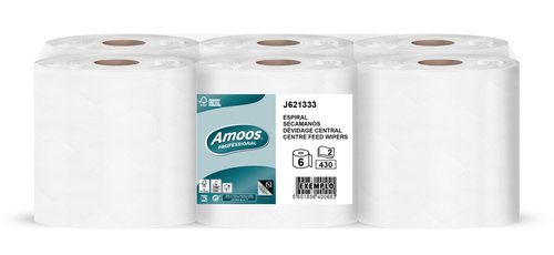 [J621333] BOBINA DE PAPEL MECHA AMOOS 2 CAPAS 125M - Pack de 6 unidades