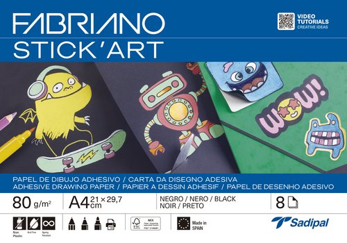 [S0400015] LAMINAS DIBUJO FABRIANO ADH. A4 NEGRO P/