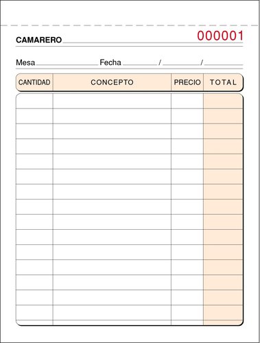 [T-88 N] TALONARIO CAMAREROS 8º DUP.NUMER. LOAN - Pack de 10 unidades