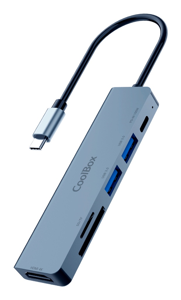 MINIDOCK C61 ALUMINIO USB-C A HDMI 4K/2xUSB-A/USB-C PD/SD/MICROSD PC/MAC/CONSOLAS