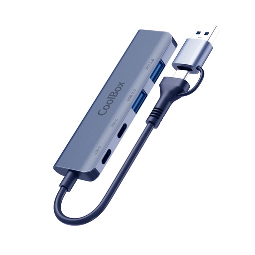 [COO-HUB-C-CCAA] HUB4 LITE USB-C/A 4 PUERTOS 2USB-C Y 2USB-A 3.2 GEN1 ALUMINIO