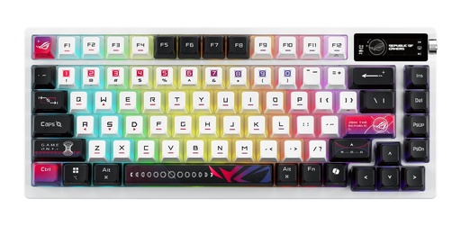 [90MP044F-BKUA30] ROG Azoth X teclado Juego USB + RF Wireless + Bluetooth Negro, Blanco