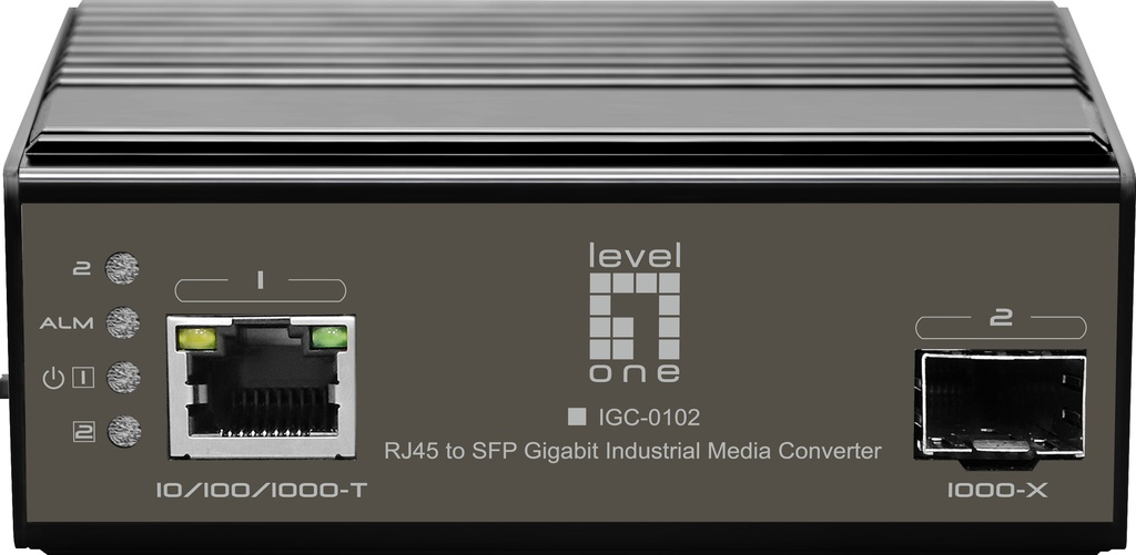 IGC-0102 convertidor de medio 1000 Mbit/s Negro