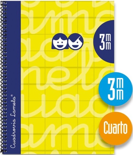 CUADERNO ESPIRAL 4º 80H 90G 3MM AMARILLO CUADROVIA EXTRADUR