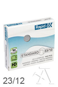 CAJA 1000 GRAPAS STANDARD 23/12 GALVANIZADAS RAPID
