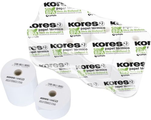 PACK 10 ROLLO PAPEL TERMICO SIN BISFENOL 57X45X12MM KORES