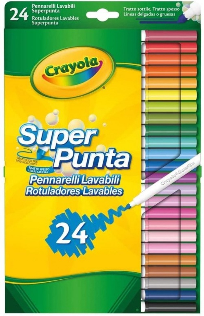 ESTUCHE 24 ROTULADORES SUPER PUNTA LAVABLE CRAYOLA