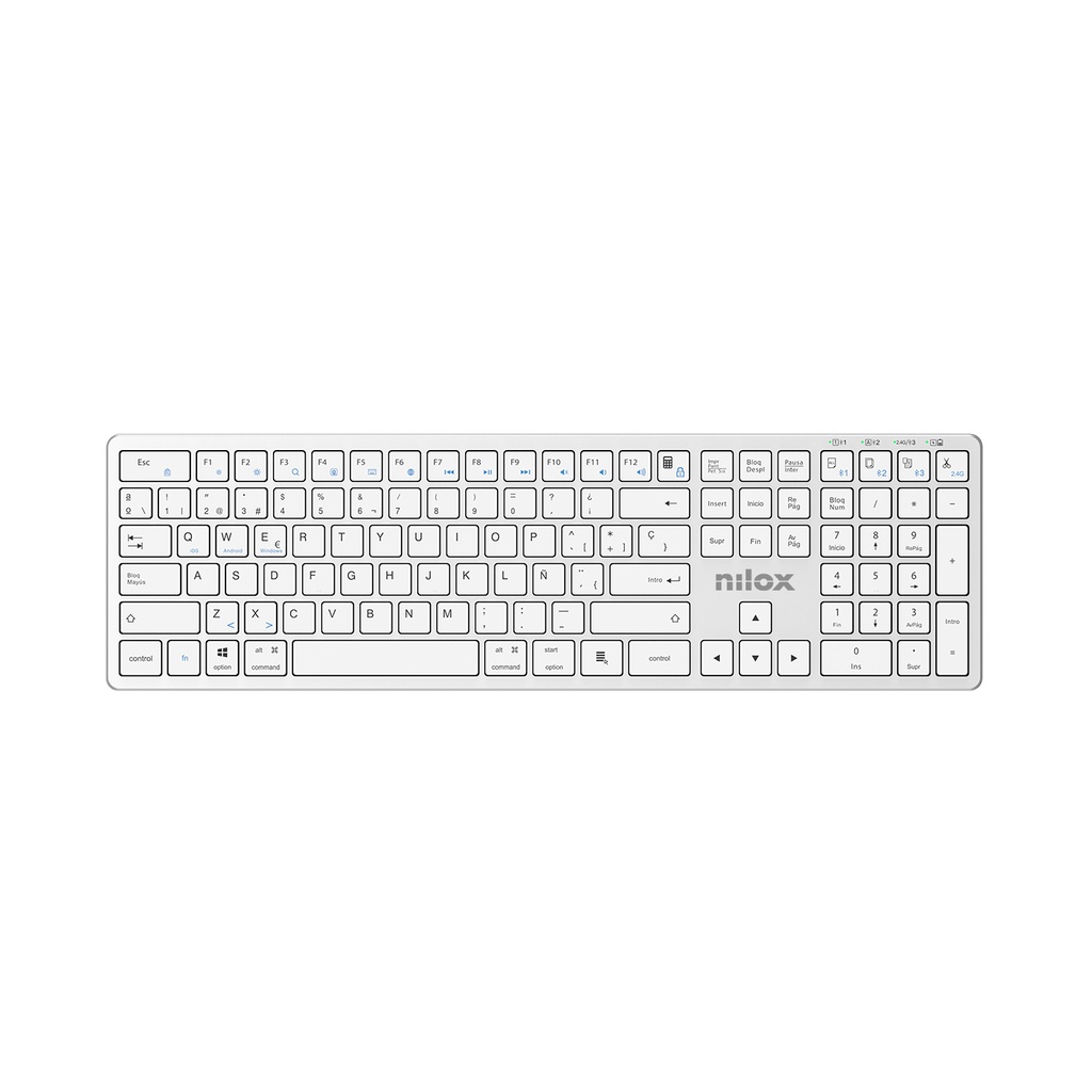 PRO WIRELESS SILVER ESPANOL teclado Hogar / Oficina USB + Bluetooth QWERTY Español Blanco