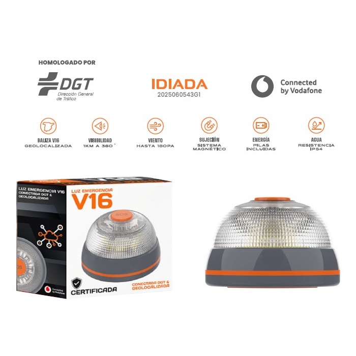 Baliza de Emergencia V16 Geolocalizable Conectada DGT 3.0