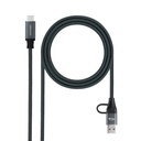 Cable USB 3.2 Gen2x2 20Gbps 5A/100W, USB-C+USB-A/M a USB-C/M, Gris/Negro, 3m