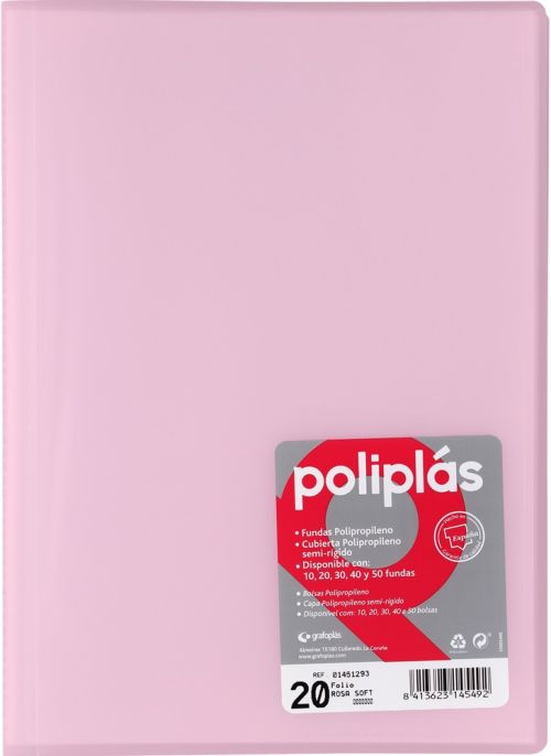 CARPETA Fº 40 FUNDAS SOLDADAS TRANSLUCIDAS ROSA SOFT