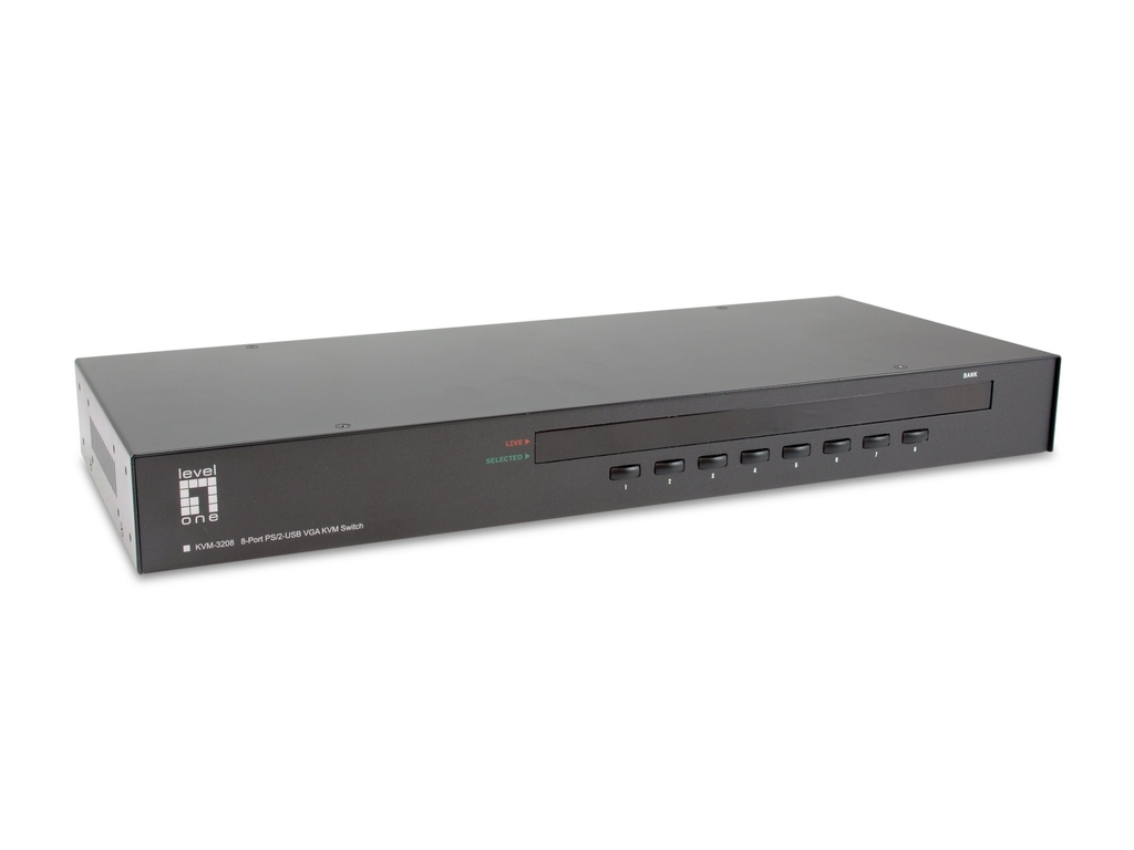 [KVM-3208] KVM-3208 interruptor KVM Montaje en rack Negro