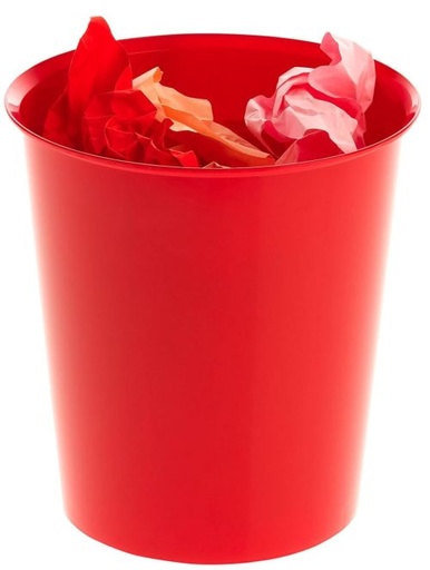 Papelera plastico color rojo 18l