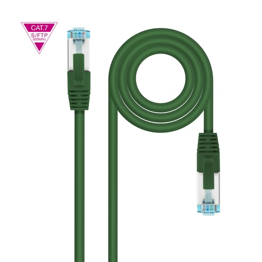 [10.20.1700-L25-GR] Cable de Red Cat.7 600MHZ LSZH SFTP PIMF AWG26, Verde, 25 cm