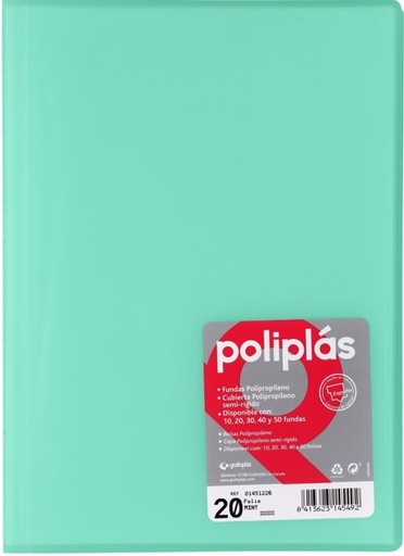 CARPETA Fº 30 FUNDAS SOLDADAS TRANSLUCIDAS VERDE AGUA