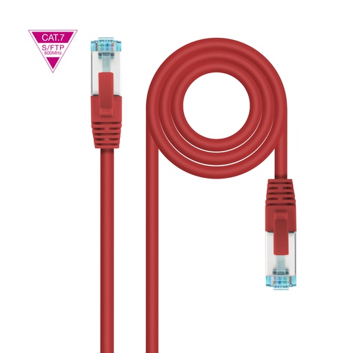 [10.20.1702-R] Cable de Red Cat.7 600MHZ LSZH SFTP PIMF AWG26, Rojo, 2 m