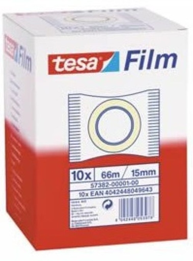 C/10 ROLLOS TESAFILM STANDARD 66MX15MM BOLSITA TESA