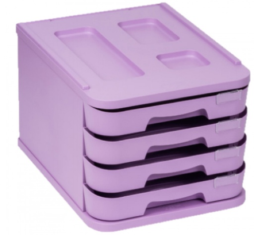 FICHERO CON 4 CAJONES DE SOBREMESA VIOLETA PASTEL