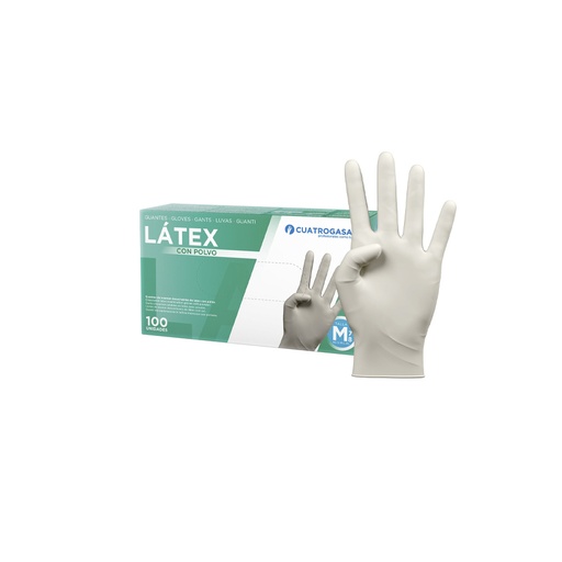 C/100 GUANTES LATEX S/POLVO T/MED