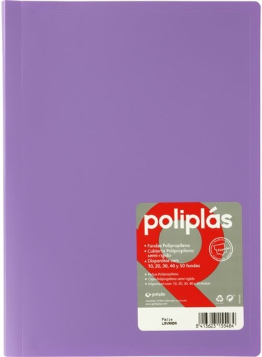 CARPETA Fº 30 FUNDAS SOLDADAS OPACAS LAVANDA POLIPLAS
