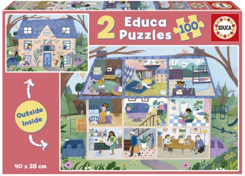 PUZZLE 2X100 PIEZAS CASA INSIDE OUTSIDE