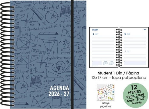AGENDA ESCOLAR 26-27 STUDENT 12X17 DP MATHS PLOMO